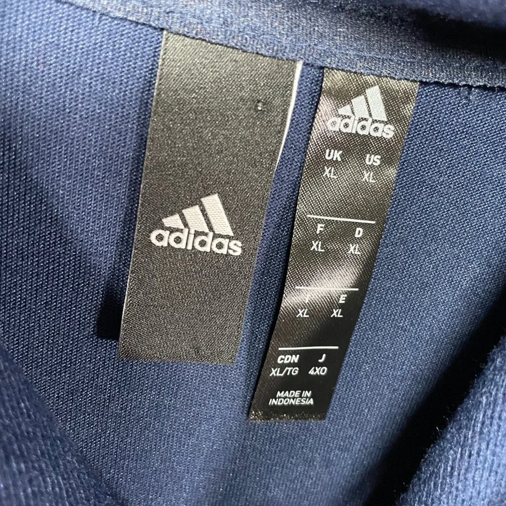 Adidas‎ Mens XL Navy Blue Hoodie 3 Stripe Pullover Athletic Sweatshirt